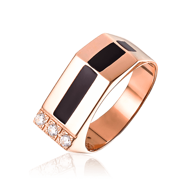 Золотое кольцо мужское с черной эмалью и фианитами 033897 детальное изображение ювелирного изделия Золотые кольца Золотое кольцо мужское с черной эмалью и фианитами 033897 детальное изображение ювелирного изделия Золотые кольца