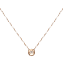 обзорное фото Колье в красном золоте с фианитом в круглой оправе 040492  Золотые колье с камнями