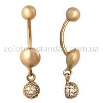 обзорное фото Золотой пирсинг 300108  Золотая серьга в пупок