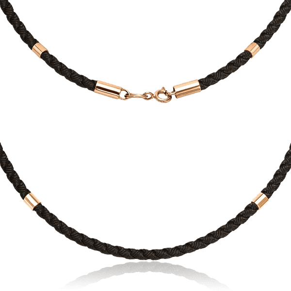 Ювелірний шнурок з золотими вставками 035353 детальне зображення ювелірного виробу