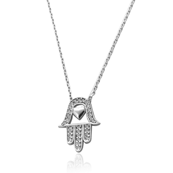 Колье из серебра 925 Хамса с фианитами 033088 детальное изображение ювелирного изделия Серебряные колье Колье из серебра 925 Хамса с фианитами 033088 детальное изображение ювелирного изделия Серебряные колье