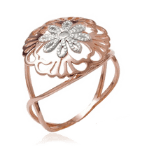 оглядове фото Каблучка з червоного та білого золота Квітка 028539