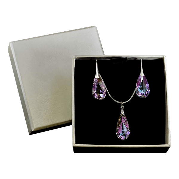 Серебряное колье Пылающий аметист с Кристаллами Сваровски 025302