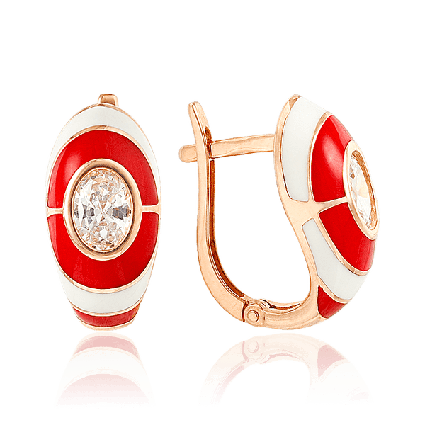 Ювелирные сережки золотые с цветной эмалью 033854 детальное изображение ювелирного изделия Золотые серьги Ювелирные сережки золотые с цветной эмалью 033854 детальное изображение ювелирного изделия Золотые серьги