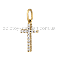 обзорное фото Золотой крестик с цирконием 421796  Золотые крестики