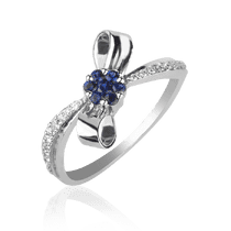 обзорное фото Золотое кольцо с сапфиром и бриллиантами 028488  Золотые кольца с бриллиантами