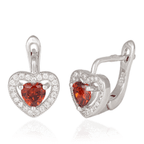 обзорное фото Серебряные серьги Сердечки из фианитом СК2ФГ/474  Серебряные серьги с камнями
