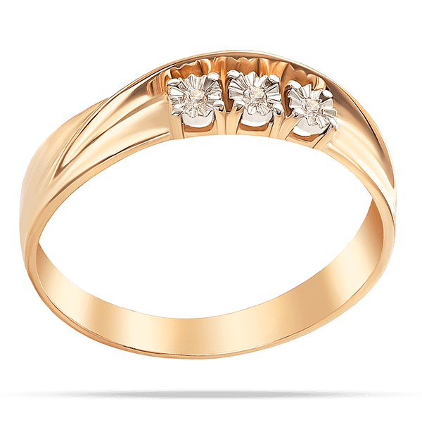 Золотое кольцо с плавными изящными линиями и 3 вставками в форме цветов с бриллиантами 040387 детальное изображение ювелирного изделия Золотые кольца с бриллиантами Золотое кольцо с плавными изящными линиями и 3 вставками в форме цветов с бриллиантами 040387 детальное изображение ювелирного изделия Золотые кольца с бриллиантами