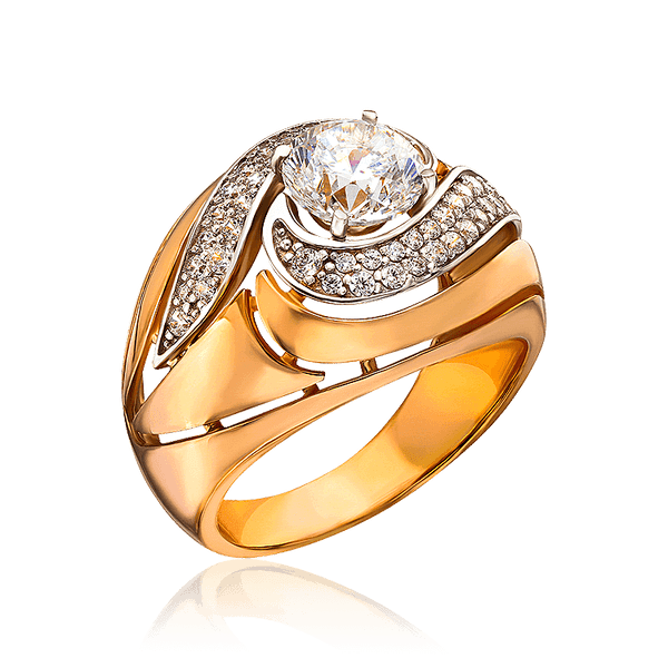 Золотое кольцо массивное с фианитами 034123 детальное изображение ювелирного изделия Золотые кольца Золотое кольцо массивное с фианитами 034123 детальное изображение ювелирного изделия Золотые кольца