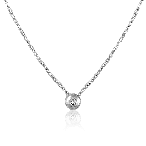 Колье из белого золота с одним фианитом 030123 детальное изображение ювелирного изделия Золотые колье с камнями