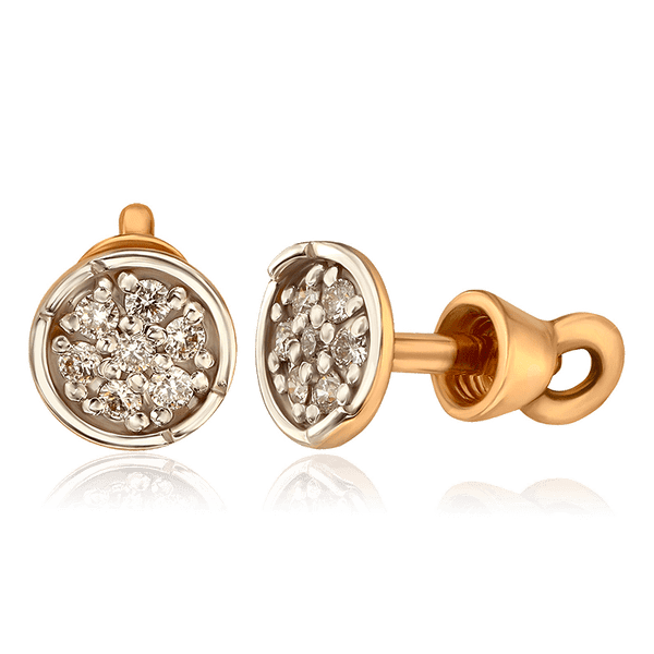 Діамантові сережки пусети в золоті 034844 детальне зображення ювелірного виробу