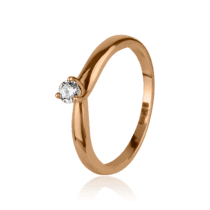 обзорное фото Золотое кольцо с одним фианитом 028059  Золотые кольца для помолвки с цирконием