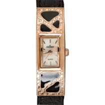 обзорное фото Женские золотые часы с кожаным ремешком 036173  Женские золотые часы