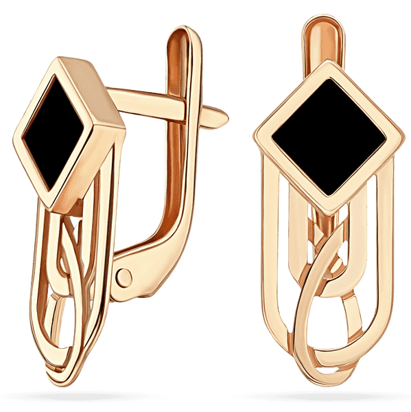 Золотые серьги в интересном дизайне с агатом 035391 детальное изображение ювелирного изделия Золотые серьги Золотые серьги в интересном дизайне с агатом 035391 детальное изображение ювелирного изделия Золотые серьги