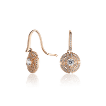 обзорное фото Золотые серьги с фианитами 028211  Золотые серьги с фианитом