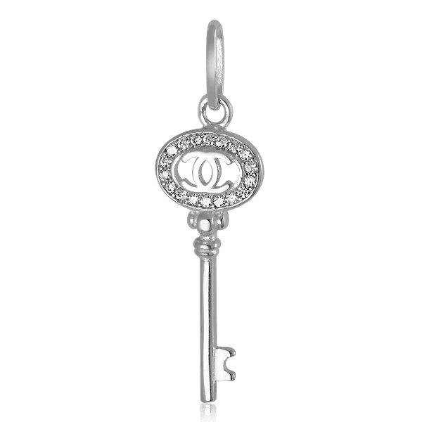 Серебряный кулон Ключик с фианитами 025167 детальное изображение ювелирного изделия Серебряные подвески со вставками