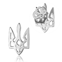 обзорное фото Серебряный значок на одежду Тризубец (Герб Украины) 925 пробы 037209  Серебряная Украинская символика