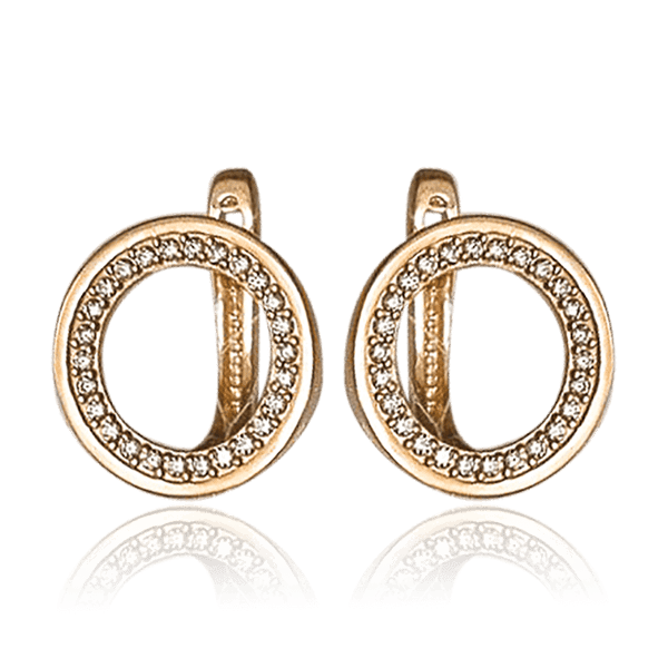 модные золотые серьги круг с фианитами модные золотые серьги круг с фианитами