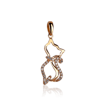 обзорное фото Кулон из красного золота Кошка с фианитами 030780 Золотые кулоны Животные обзорное фото Кулон из красного золота Кошка с фианитами 030780  Золотые кулоны Животные