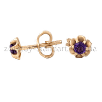 обзорное фото Золотые серьги с фианитом 1,3,0498а  Серьги с камнями