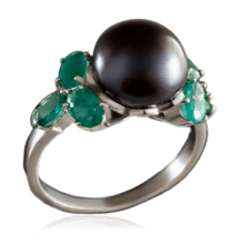 обзорное фото Серебряное кольцо с жемчугом 023233  Серебряные кольца со вставками