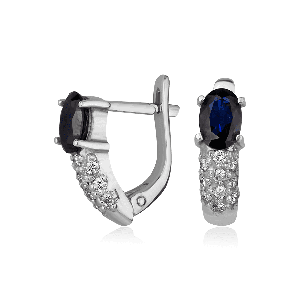 Золотые серьги с сапфиром и бриллиантами 2426/1 детальное изображение ювелирного изделия Золотые серьги с сапфиром Золотые серьги с сапфиром и бриллиантами 2426/1 детальное изображение ювелирного изделия Золотые серьги с сапфиром