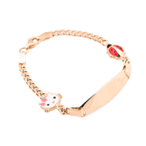 обзорное фото Золотой детский браслет «Hello Kitty» с эмалью 025200  Детские золотые браслеты