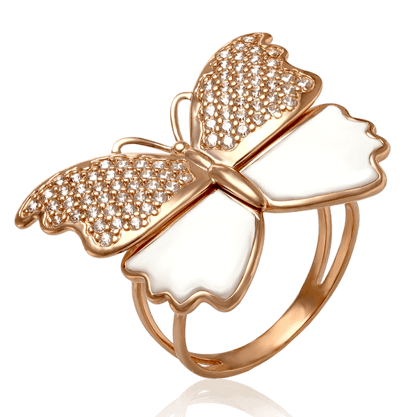 Золотое кольцо Бабочка с эмалью и фианитами 033373 детальное изображение ювелирного изделия Золотые кольца Золотое кольцо Бабочка с эмалью и фианитами 033373 детальное изображение ювелирного изделия Золотые кольца