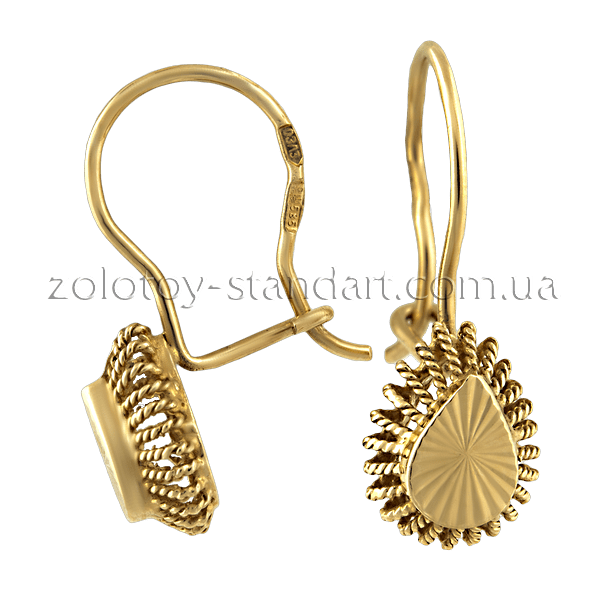 Золотые серьги 80291 детальное изображение ювелирного изделия Золотые серьги с французским замком