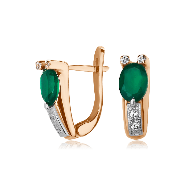 Золотые серьги с халцедоном 512010H детальное изображение ювелирного изделия Золотые серьги с халцедоном