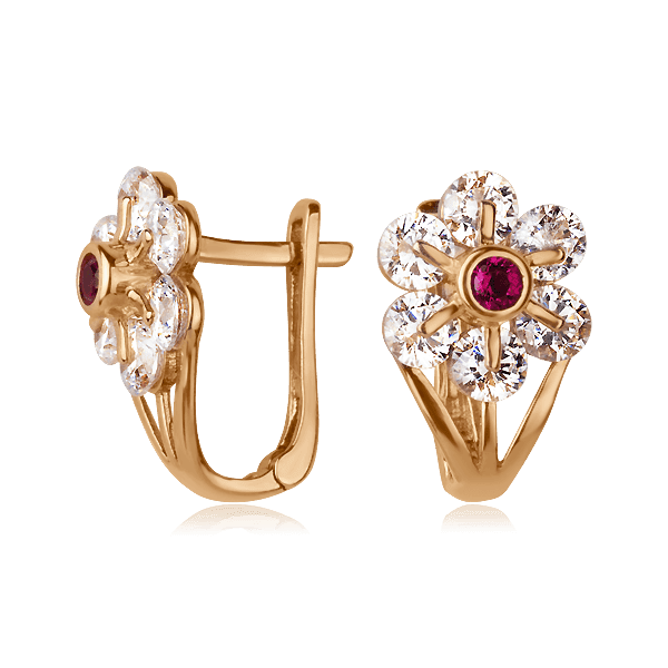 Золотые детские серьги Цветочки 025429 детальное изображение ювелирного изделия Серьги с камнями Золотые детские серьги Цветочки 025429 детальное изображение ювелирного изделия Серьги с камнями