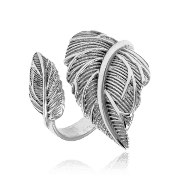 Фаланговое кольцо из родированного серебра Листочки 035625 детальное изображение ювелирного изделия Серебряные кольца Фаланговое кольцо из родированного серебра Листочки 035625 детальное изображение ювелирного изделия Серебряные кольца