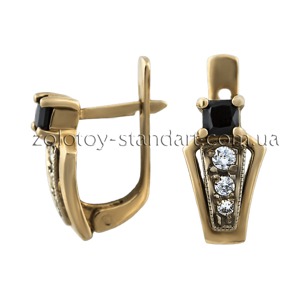 Золотые серьги с цирконием 218.2 детальное изображение ювелирного изделия Золотые серьги с фианитом