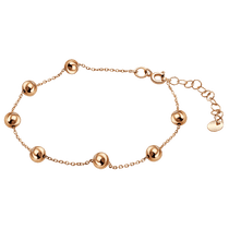обзорное фото Женский браслетик с шариками в красном золоте и дополнительной цепочкой 039965 Золотые браслеты без камней обзорное фото Женский браслетик с шариками в красном золоте и дополнительной цепочкой 039965  Золотые браслеты без камней