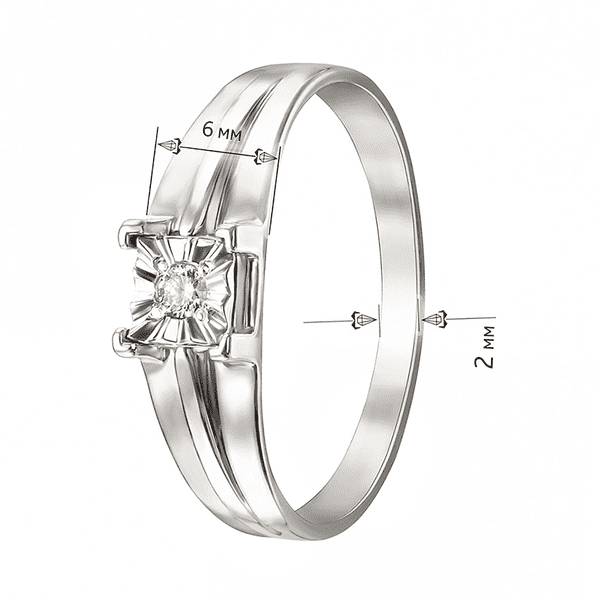 Изысканное кольцо в белом золоте с большим бриллиантом в центре крапановой оправе Изысканное кольцо в белом золоте с большим бриллиантом в центре крапановой оправе