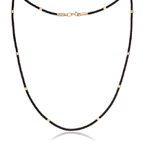 обзорное фото Ювелирный шнурок черный с золотыми вставками 035355 Золотые цепочки обзорное фото Ювелирный шнурок черный с золотыми вставками 035355  Золотые цепочки