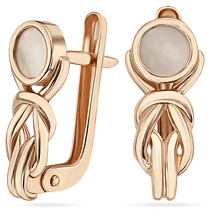 обзорное фото Нежные золотые повседневные серьги с перламутром 035247 Золотые серьги обзорное фото Нежные золотые повседневные серьги с перламутром 035247  Золотые серьги