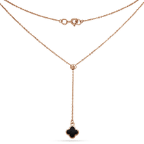 обзорное фото Золотое колье с подвеской Клевер 033910 Золотые колье с камнями обзорное фото Золотое колье с подвеской Клевер 033910  Золотые колье с камнями