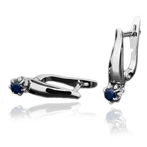 обзорное фото Серьги из белого золота с сапфирами и бриллиантами 023103 Золотые серьги с сапфиром обзорное фото Серьги из белого золота с сапфирами и бриллиантами 023103  Золотые серьги с сапфиром