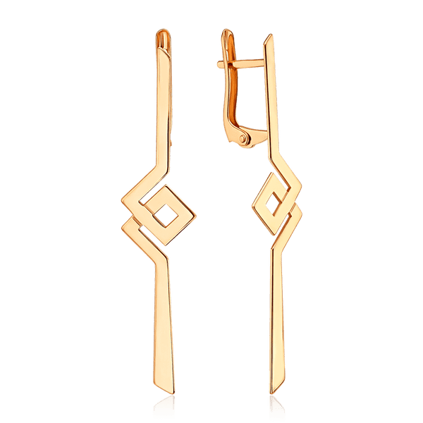 Сережки золотые длинные с оригинальным дизайном 034368 детальное изображение ювелирного изделия Золотые серьги
