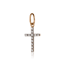 обзорное фото Золотой крестик с бриллиантами 3310  Декоративные золотые крестики