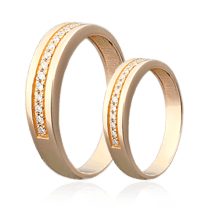 обзорное фото Обручальное кольцо с бриллиантами 023190  Обручальные кольца с бриллиантами