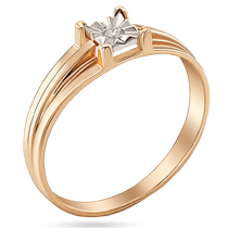 обзорное фото Дизайнерское помолвочное кольцо в сочетании с красным и белым золотом и бриллиантом 039831 Золотые кольца с бриллиантами обзорное фото Дизайнерское помолвочное кольцо в сочетании с красным и белым золотом и бриллиантом 039831  Золотые кольца с бриллиантами