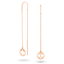 обзорное фото Золотые серьги-протяжки с подвесками флористических мотивов и палочками 041551 Золотые серьги без вставок обзорное фото Золотые серьги-протяжки с подвесками флористических мотивов и палочками 041551  Золотые серьги без вставок