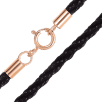 обзорное фото Черный шнурок с позолоченой застежкой 035894  Шнурки с серебром
