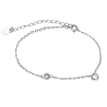 обзорное фото Серебряный браслет с двумя белыми фианитами Нежная 925 пробы 039679 Серебряные женские браслеты обзорное фото Серебряный браслет с двумя белыми фианитами Нежная 925 пробы 039679  Серебряные женские браслеты