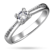 обзорное фото Серебряное кольцо для помолвки с камнем в крапанах и дорожкой фианитов 040234  Серебряные кольца с фианитом