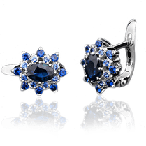 обзорное фото Серьги из белого золота с сапфирами 023126 Золотые серьги с сапфиром обзорное фото Серьги из белого золота с сапфирами 023126  Золотые серьги с сапфиром