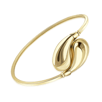 обзорное фото Изысканный жесткий браслет "Капли" в лимонном золоте 041263  Золотые браслеты без камней