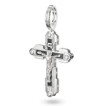 обзорное фото Крестик «Распятие» из белого золота 585 пробы с чёрной эмалью и фианитами 041108  Золотые крестики православные